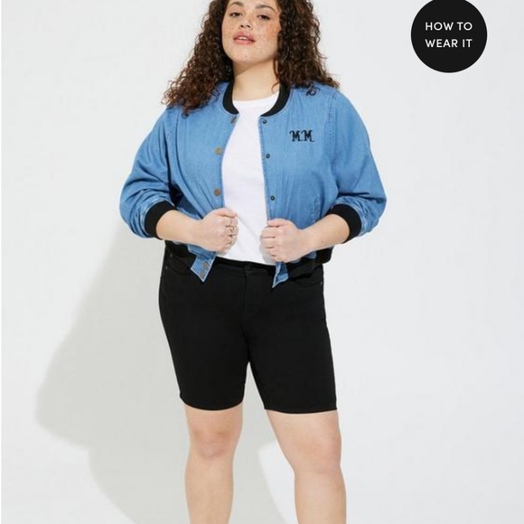 TORRID DISNEY BOMBER JACKET MICKEY MOUSE GRAPHIC DENIM AMERICANA SIZE 2X NWT - Picture 6 of 14